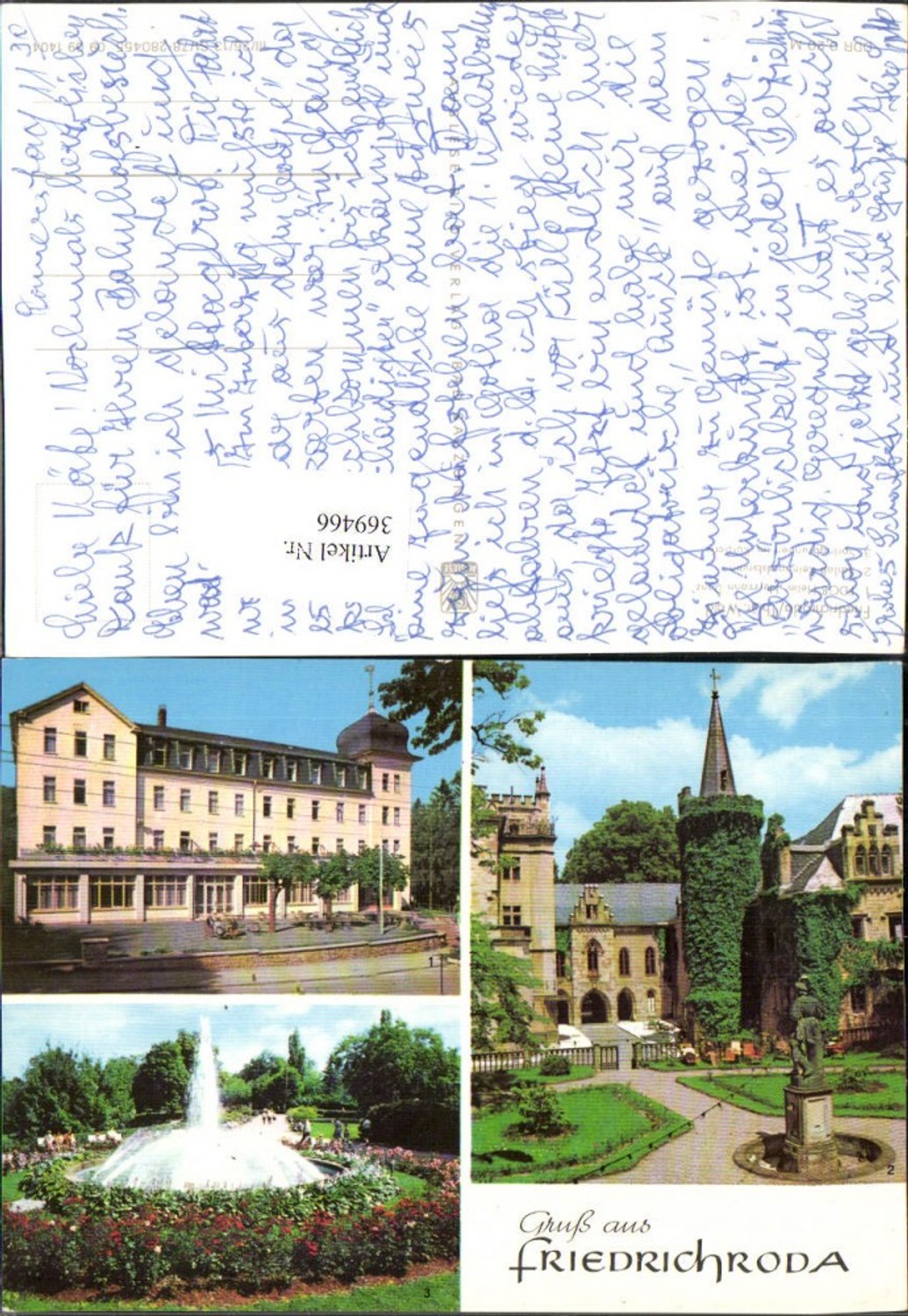369466,Friedrichroda Schloss Reinhardsbrunn Springbrunnen Mehrbildkarte