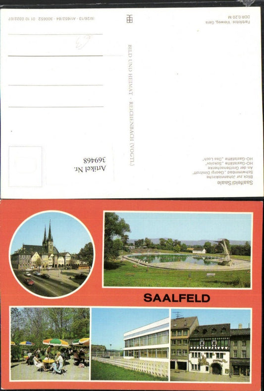 369468,Saalfeld an d. Saale Johanniskirche Schwimmbad Gaststätten Mehrbildkarte