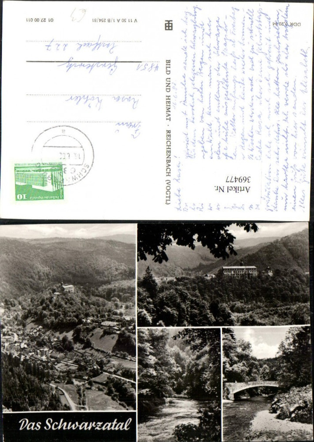 369477,Schwarzatal b. Schwarzburg Totale Schloss Brücke Mehrbildkarte