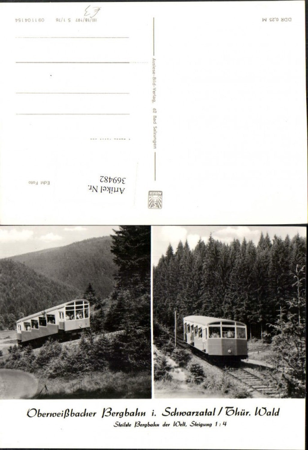 369482,Oberweißbach Bergbahn im Schwarzatal Mehrbildkarte