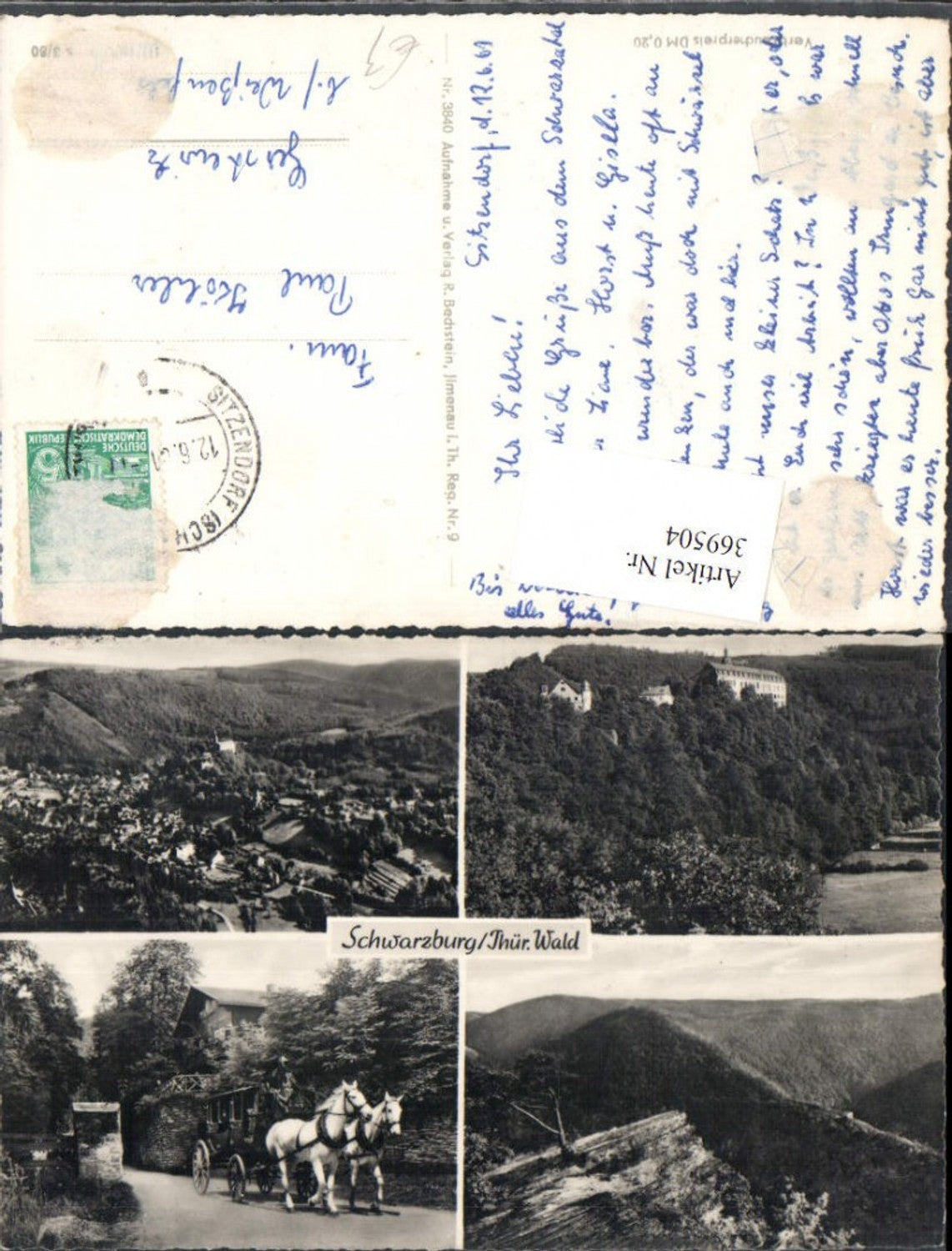 369504,Schwarzburg Totale Schloss Kutsche Mehrbildkarte