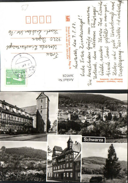 369528, Schwarza Total Church Lodenberg Stollberger-Hof Gickelberg Multi-view postcard