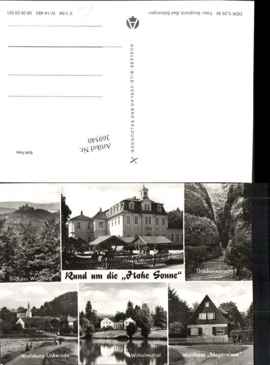 369540, Eisenach Castle Hohe Sonne Wartburg Dragon Gorge Forest House Multi-view postcard