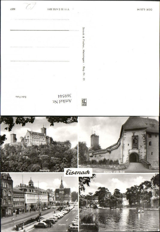 369544, Eisenach Market Town Hall Prince's Pond Wartburg Multi-view postcard