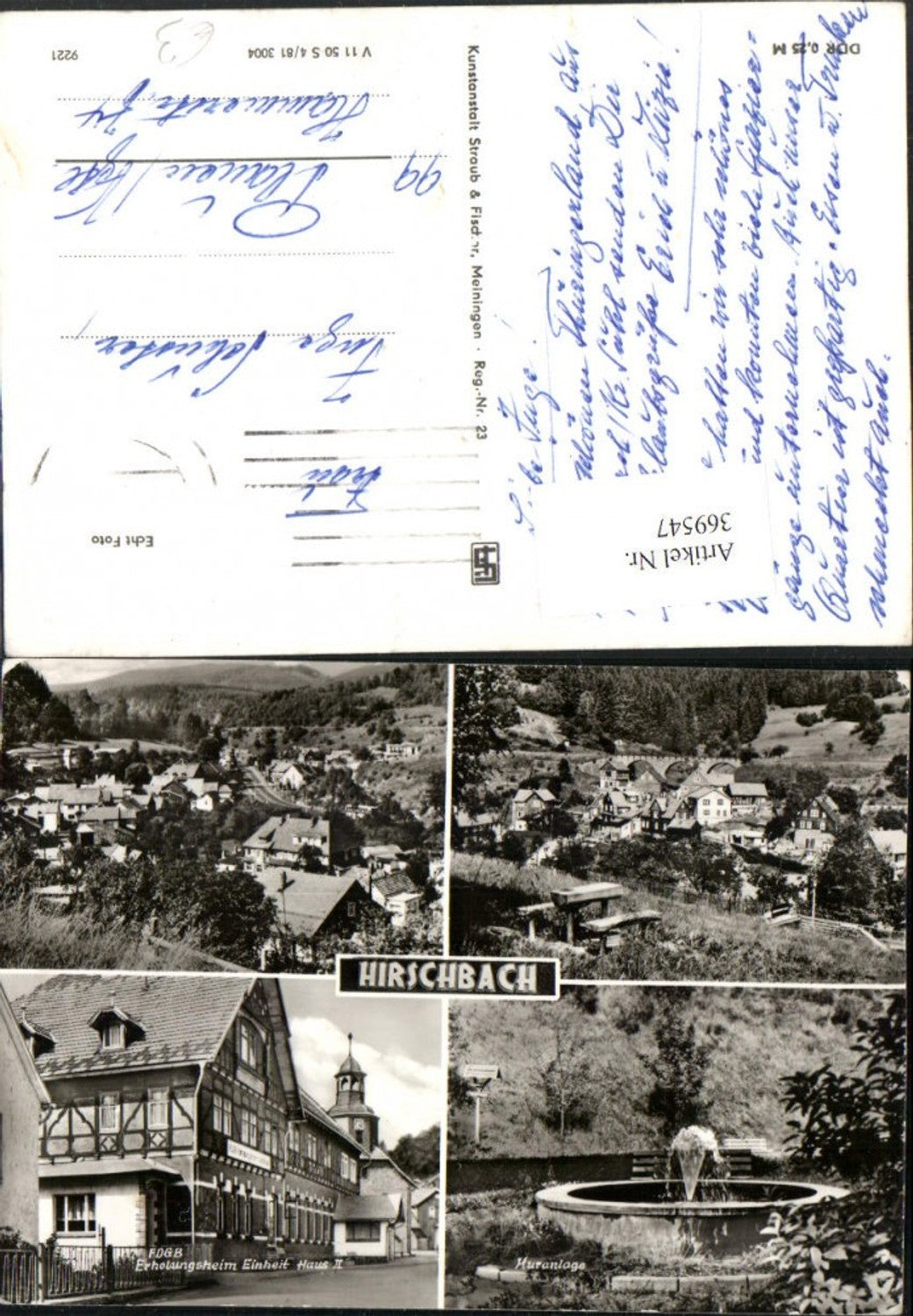 369547,Hirschbach Teilansichten Brunnen Erholungsheim Mehrbildkarte