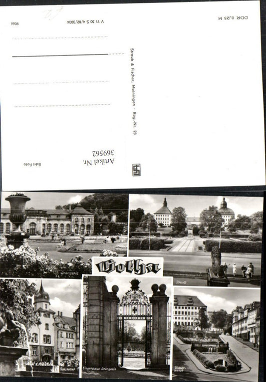 369562,Gotha Schloss Orangerie Ratskeller Brunnen Wasserkunst Mehrbildkarte