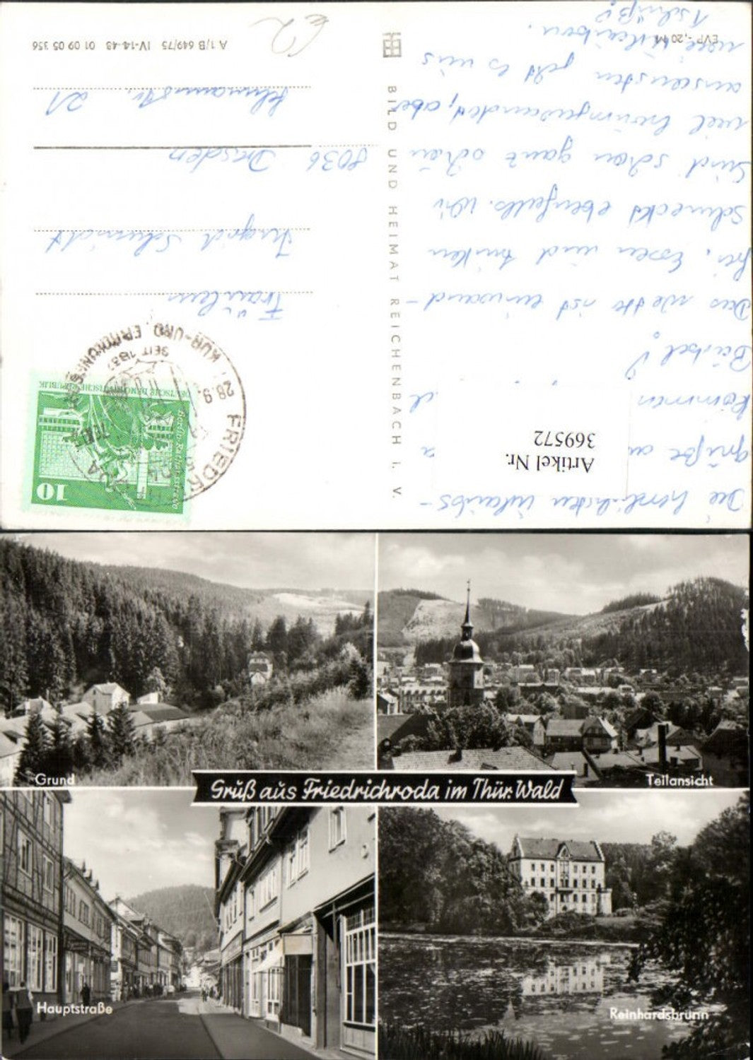 369572,Friedrichroda Teilansicht Grund Hauptstraße Schloss Reinhardsbrunn Mehrbildkarte