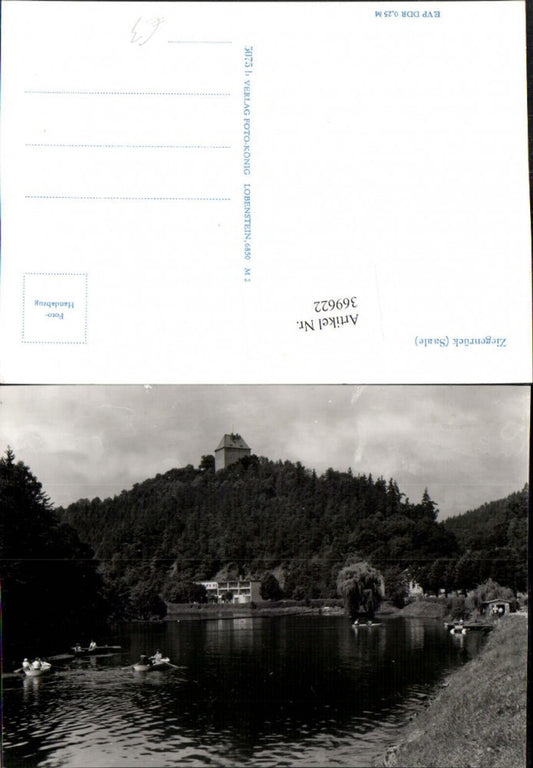369622, Ziegenrück on the Saale River, rowing boats with castle
