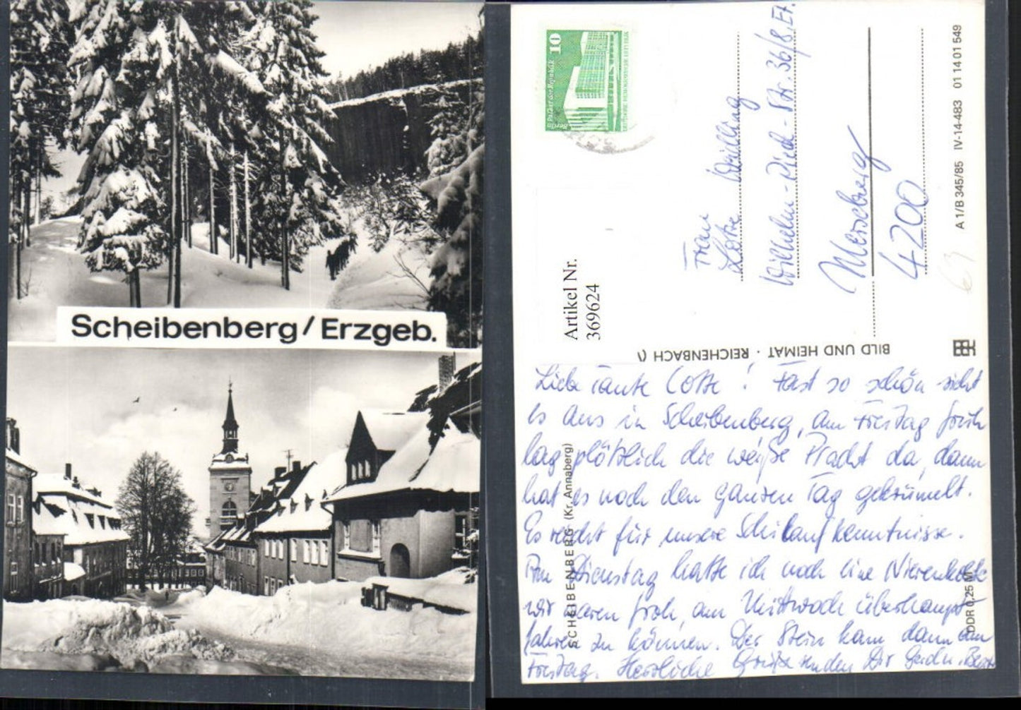 369624,Scheibenberg im Erzgebirge Straßenansicht Winterbilder Mehrbildkarte