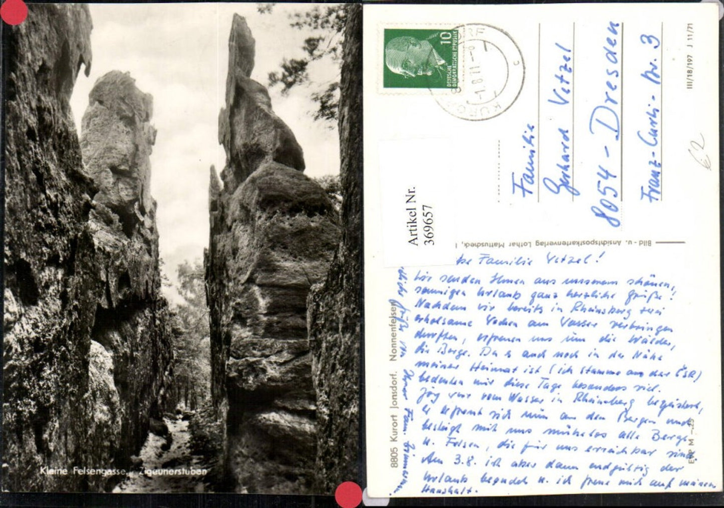 369657,Jonsdorf Nonnenfelsen Kleine Felsengasse