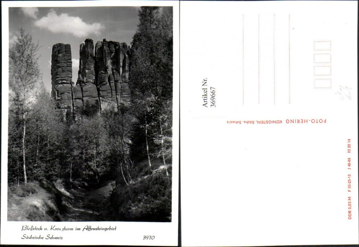 369667, Bloßstock and Kreuzturm in the Affenstein area near Bad Schandau, photo Hering 3970