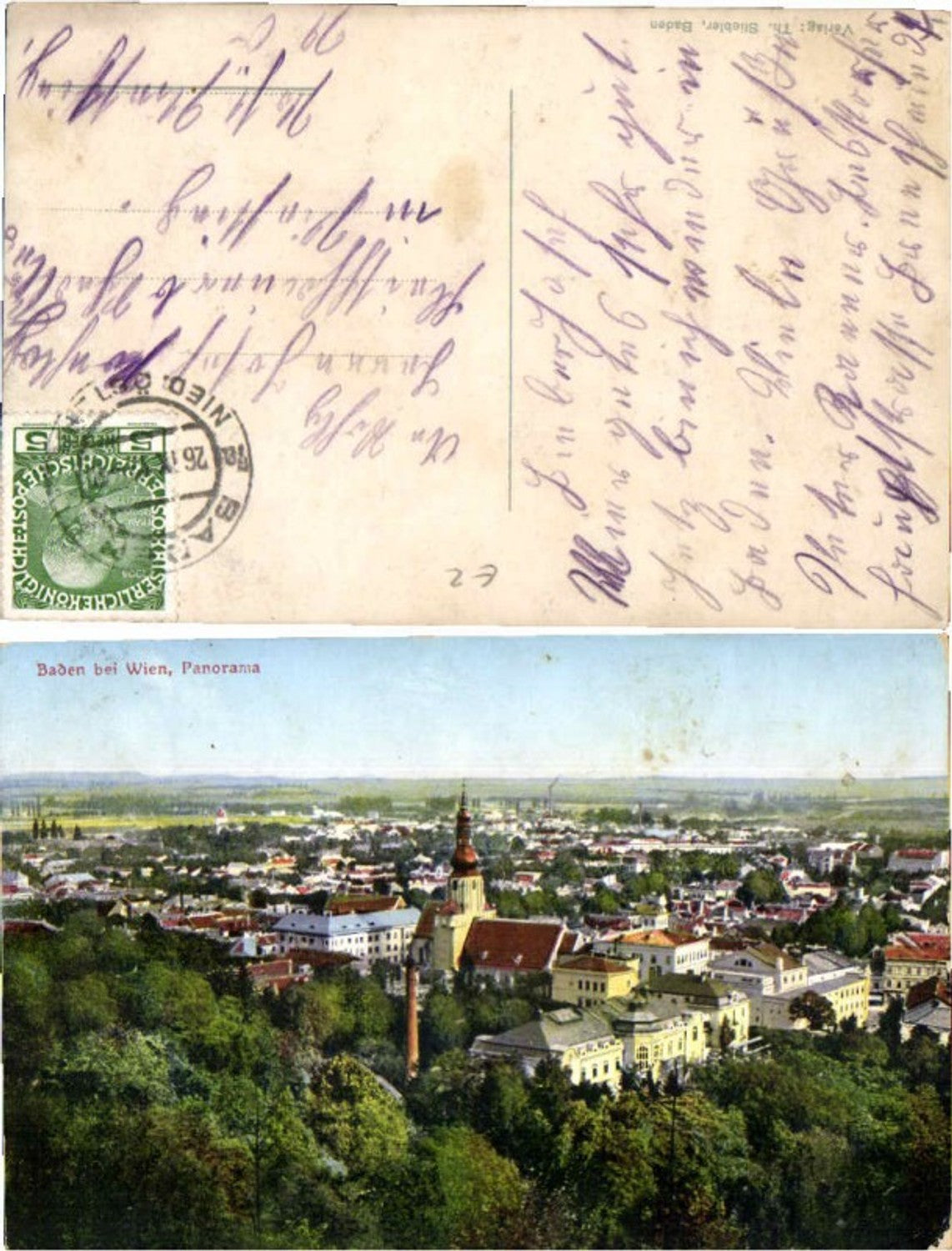 68355,Baden bei Wien Totale COLOR 1914 pub Stiebler