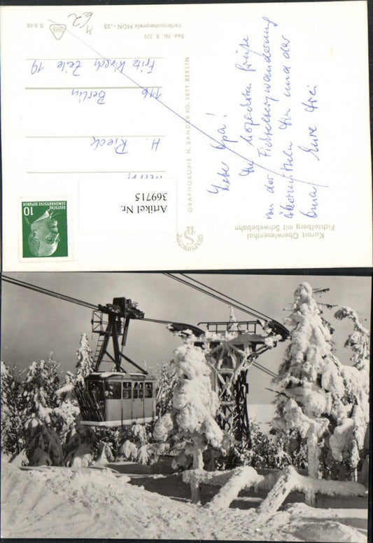 369715,Oberwiesenthal Fichtelberg m. Schwebebahn Seilbahn Winterbild