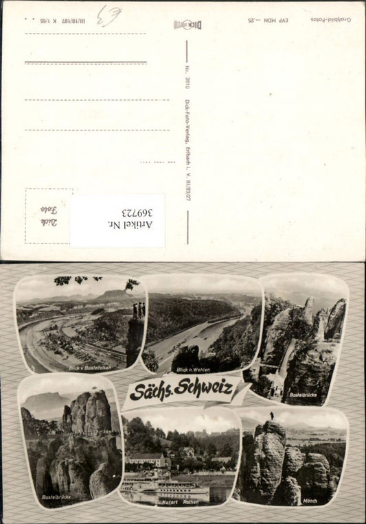 369723,Sächsische Schweiz Rathen Dampfer Basteibrücke Felsen Mehrbildkarte