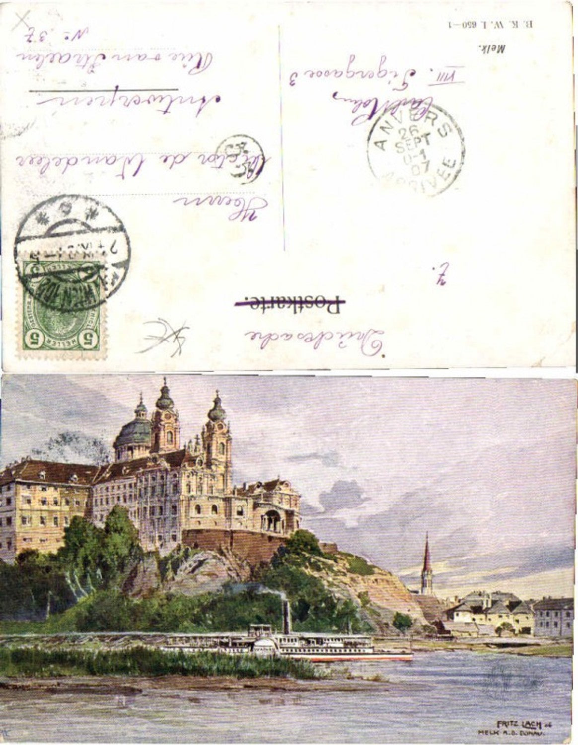 68405,Melk a.d. Donau Donau Dampfer Fritz Lach sign.
