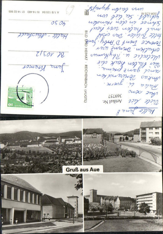369757,Gruß aus Aue Teilansicht Häuser Gebäude Mehrbildkarte