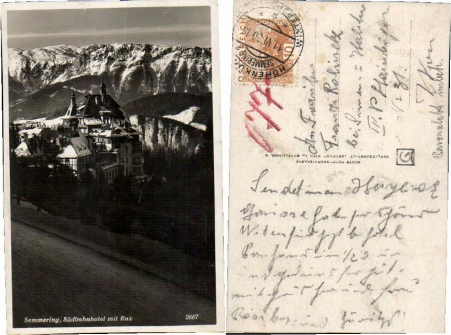 68444,Semmering Südbahnhotel m. Rax 1930