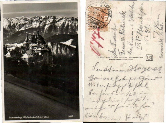 68444,Semmering Südbahnhotel m. Rax 1930
