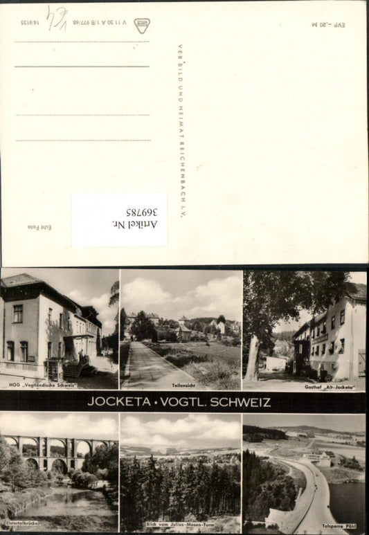 369785,Jocketa im Vogtland Gasthof Alt-Jocketa Talsperre Elstertalbrücke Mehrbildkarte pub VEB