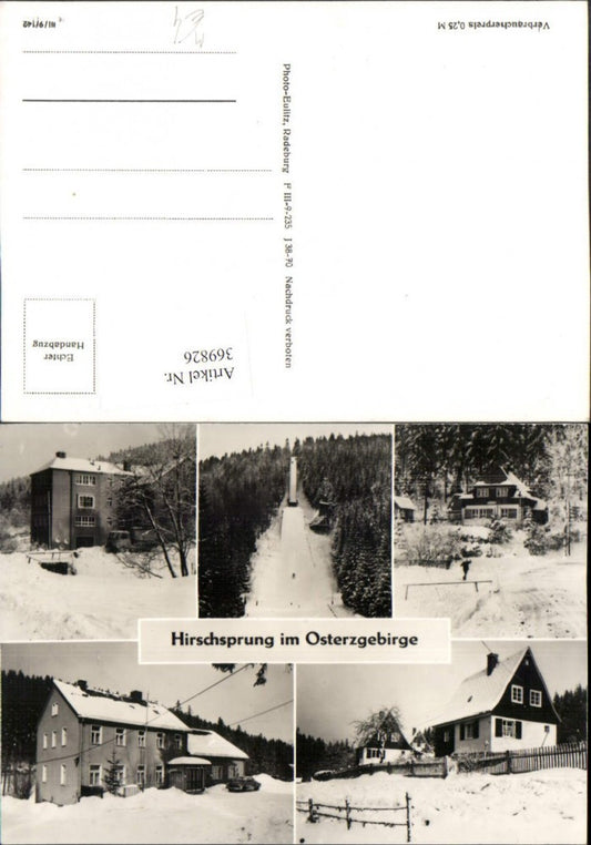 369826,Hirschsprung im Osterzgebirge Schanze Häuser Winterbilder Mehrbildkarte