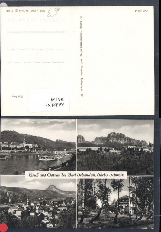 369834,Ostrau b. Bad Schandau Totale Dampfer Mehrbildkarte