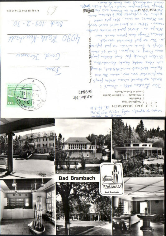 369842,Bad Brambach Vogtland-Haus Festhalle Waldcafe Quellen Mehrbildkarte
