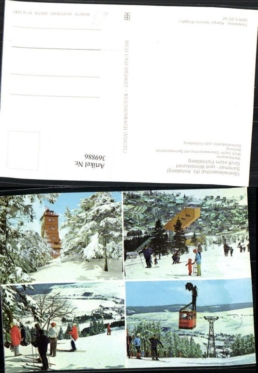 369886,Oberwiesenthal Fichtelberg Wetterwarte Seilbahn Skihang Winterbilder Mehrbildkarte
