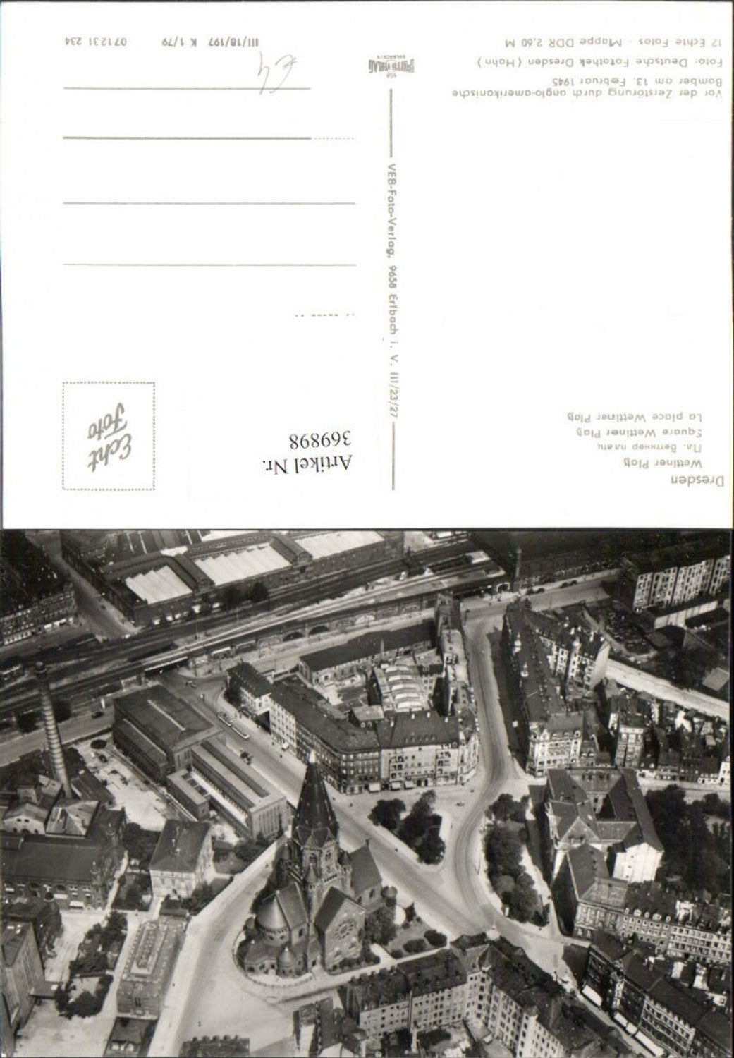 369898,Dresden Wettiner Platz Kirche Fliegeraufnahme