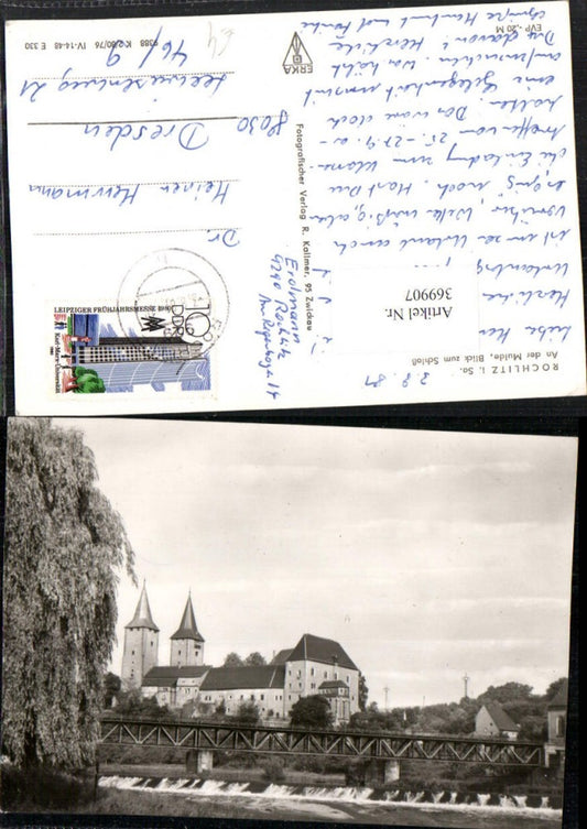 369907,Rochlitz An der Mulde Wehr Brücke m. Schloss