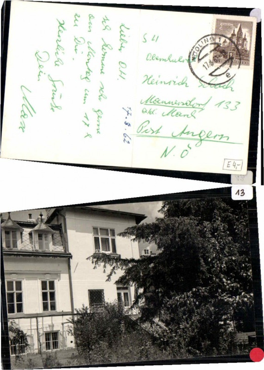 68604,Fotokarte Mödling bei Wien Pension Hausansicht