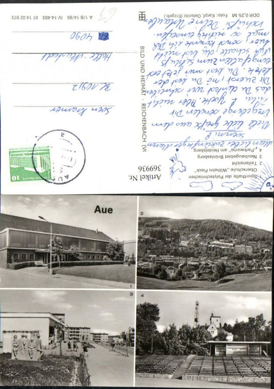 369936,Aue Teilansicht Sporthalle der Polytechnischen Oberschule Parkwarte Mehrbildkarte