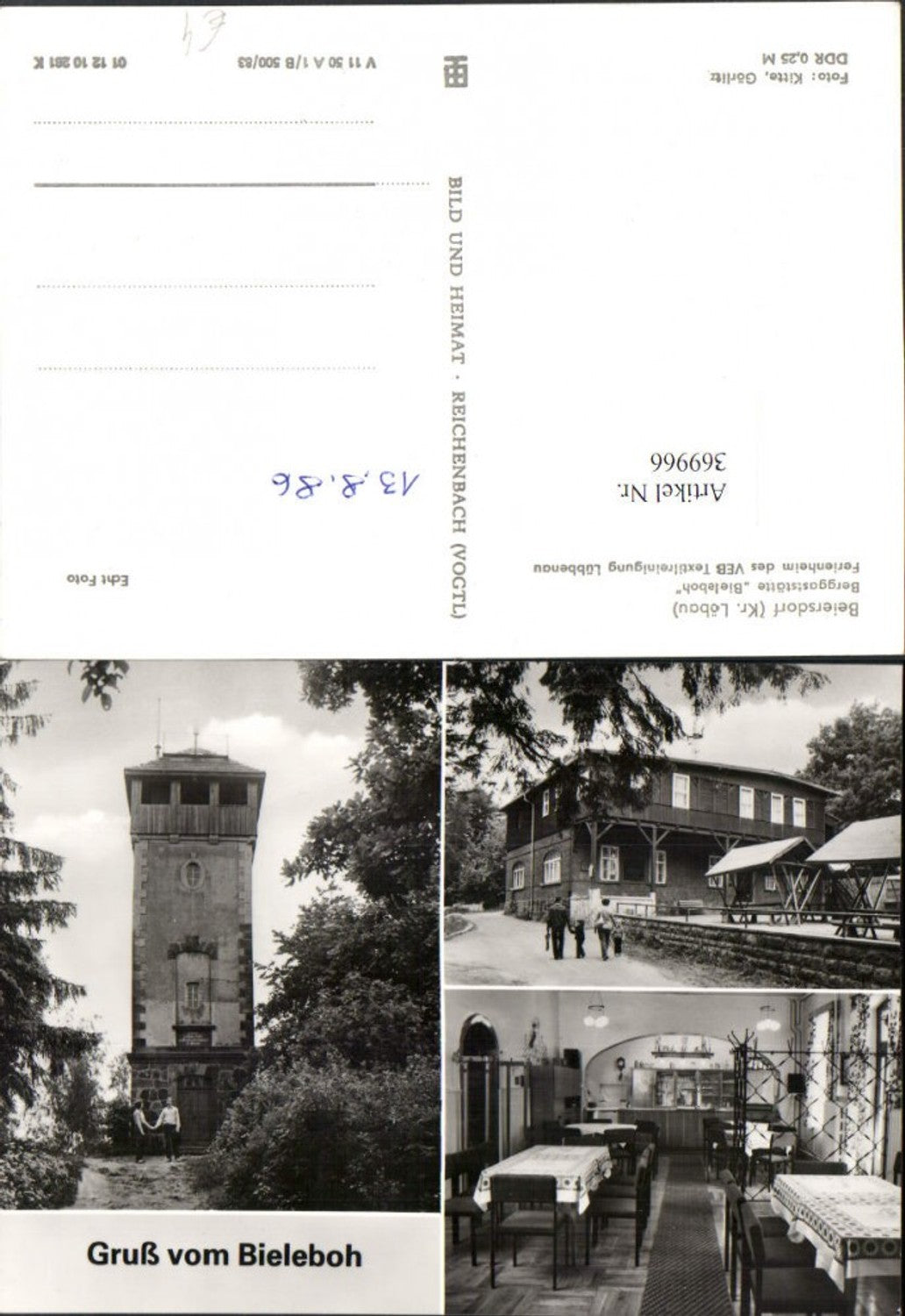 369966,Beiersdorf Berggaststätte Bieleboh Turm Mehrbildkarte