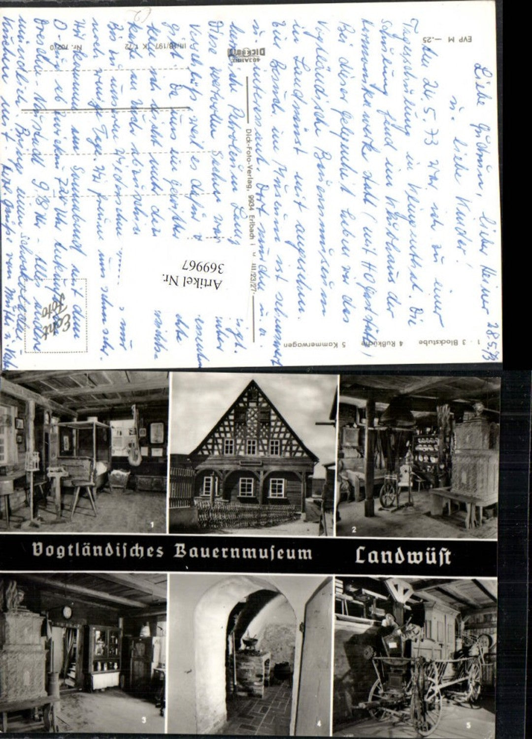 369967,Landwüst Vogtländisches Bauernmuseum Blockstube Rußküche Kammerwagen Mehrbildkarte
