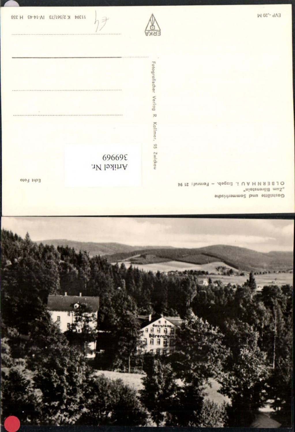 369969,Olbernhau im Erzgebirge Gaststätte zum Bärenstein