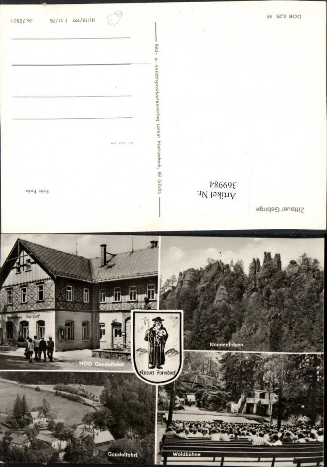 369984,Jonsdorf Gasthaus Gondelfahrt Nonnenfelsen Waldbühne Mehrbildkarte