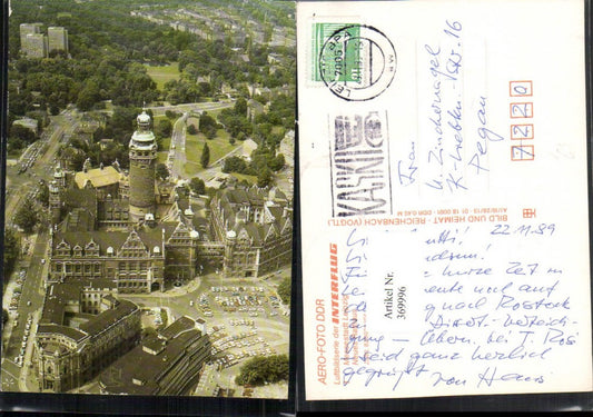 369996,Leipzig Rathaus Fliegeraufnahme pub Aero Foto DDR Interflug
