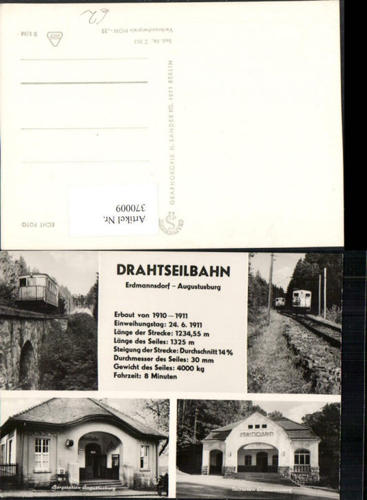 370009,Erdmannsdorf Augustusburg Drahtseilbahn Talstation Bergstation Mehrbildkarte