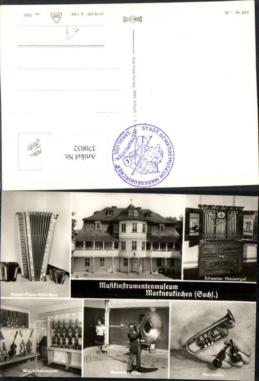 370032,Markneukirchen Musikinstrumenten-Museum Tuba Orgel Akkordeon Mehrbildkarte