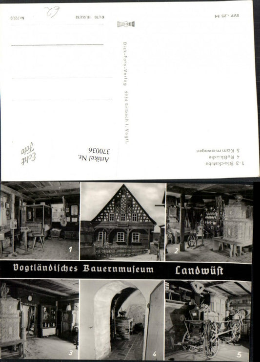 370036,Landwüst Vogtländisches Bauernmuseum Blockstube Rußküche Kammerwagen Mehrbildkarte