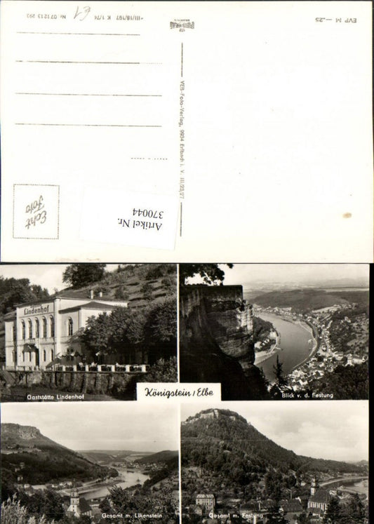 370044,Königstein an d. Elbe Totale Festung Lilienstein Gaststätte Lindenhof Mehrbildkarte