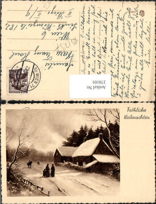 370101,Künstler AK Weihnachten Winterlandschaft Häuser