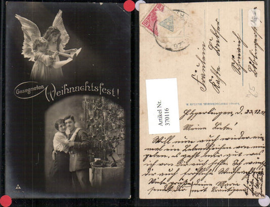 370116,Weihnachten Paar Weihnachtsbaum Christbaum Engeln Tröte pub Photochemie 1458/4