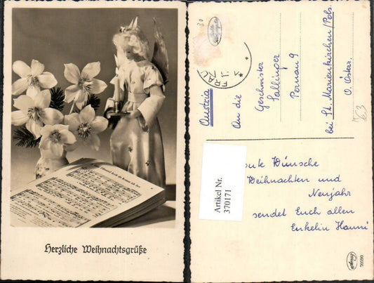 370171,Weihnachten Engel Puppe Figur Kerze Schneerosen Liederbuch