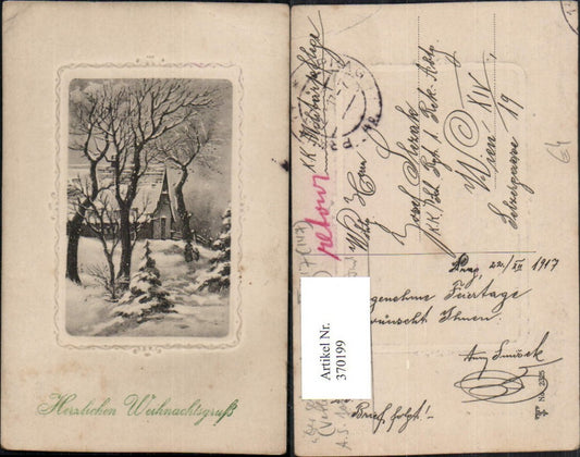 370199,Weihnachten Winterlandschaft Haus Präge Passepartout