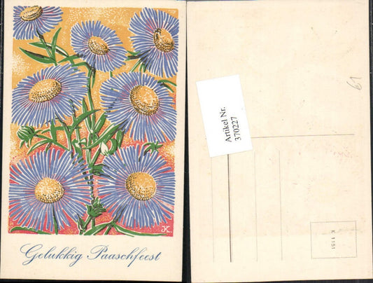 370227, Artist AK Easter Happy Paschal Party Flowers Asters