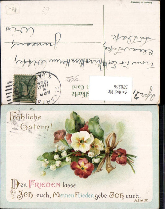 370256, Artist AK Easter Bouquet Flowers Lily of the Valley Saying