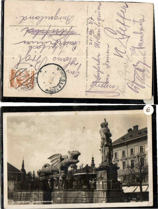 68993,Klagenfurt Lindwurmbrunnen um 1925