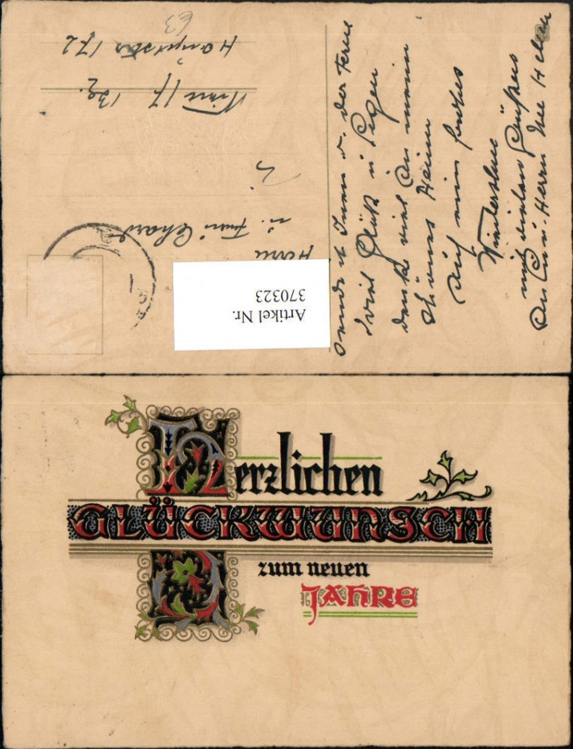 370323,Präge AK Neujahr Schrift Verzierungen