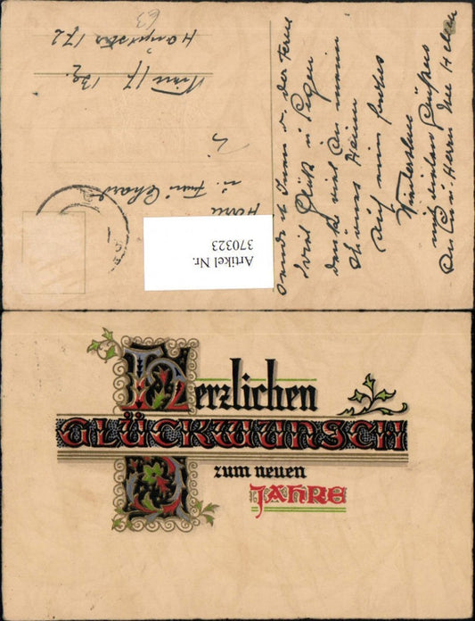 370323,Präge AK Neujahr Schrift Verzierungen