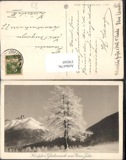 370345,Neujahr Winterlandschaft Bergkulisse pub Carl Künzli-Tobler 7446a